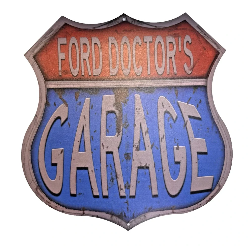 Ford Doctor's Garage Shield Shaped Sign Tin Sign Shop for Man Cave Garage Shop